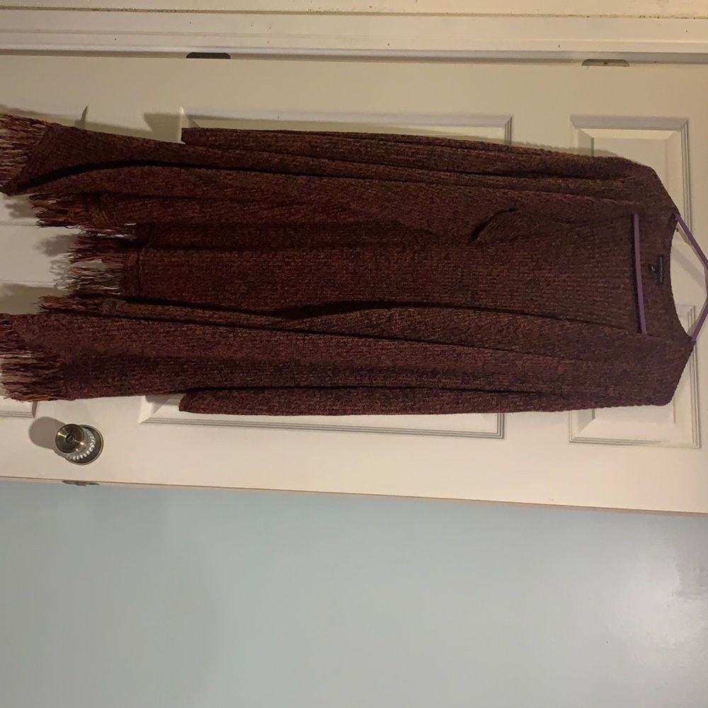 Orange and blue long fringe cardigan